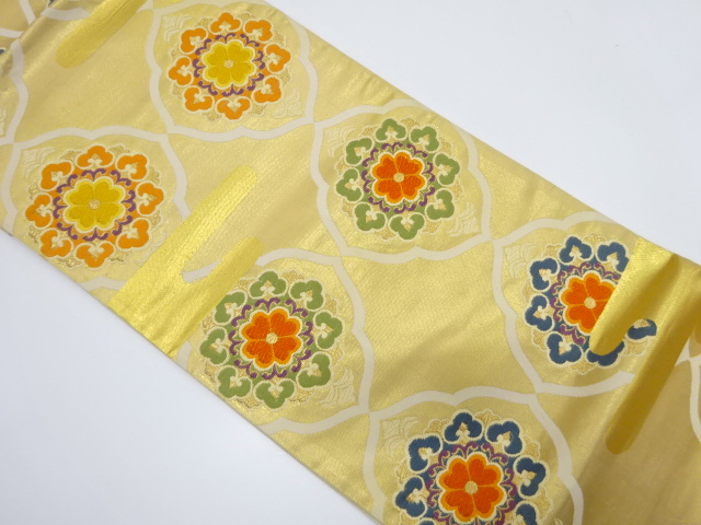 アンティーク　華紋模様織り出し袋帯（材料）